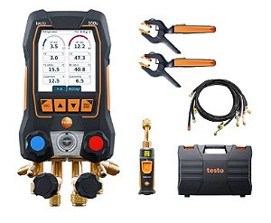 Kit Smart Vácuo Manifold Dig. Intelig. com Sondas de Temp. e Vácuo Sem Fio e Conjun de Mangueiras Testo 558S - 0564 5583