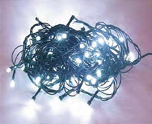 Pisca de Natal 100 Leds Branco Frio 8 Funções 10 Metros fio verde 127V.