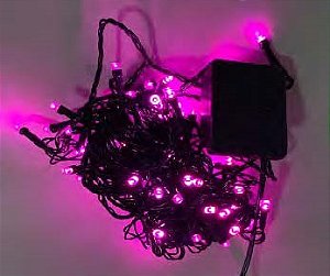 Pisca de Natal 100 Leds Rosa 8 Funções 10 Metros fio verde 127V.