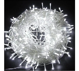 Pisca de Natal 100 Leds branco frio 8 Funções 10 Metros fio transparente 220V.