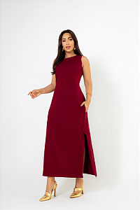 VESTIDO BASICO MISS COM BOLSO E FENDA NA LATERAL