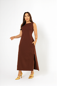 VESTIDO BASICO MISS COM BOLSO E FENDA NA LATERAL
