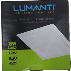 Luminária de Embutir Quadrada Backstage LED 18W Autovolt 6500K 220x220mm