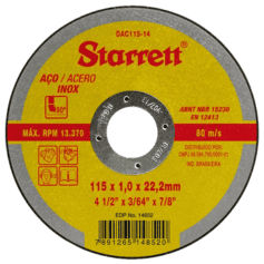 Disco Abrasivo de Corte 115mm Furo 22,23mm Espessura 1mm DAC115-14