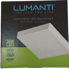 Luminária Sobrepor Quadrada Backstage LED 24W Autovolt 6500K 286x286x24mm 2160 Lumens
