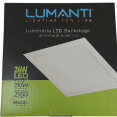 Luminária Embutir Quadrada Backstage LED 24W Autovolt 6500K 290x290x24 2160Lumens (Branco frio)