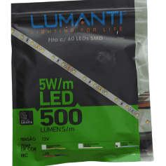 Lumanti Fita LED 12V com 60 LEDs SMD 6000K 5W 500 Lumens Rolo com 5 metros ** NÃO ACOMPANHA FONTE **