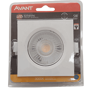 SPOT LED Quadrado 5W Embutido 3000K AVANT - Cor amarela