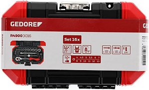Jogo de soquetes 1/4″ sextavados, 16 peças - GEDORE RED