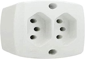 Conjunto de 2 Tomada de sobrepor simples retangular 20A - ILUMI