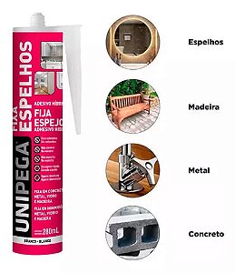 Adesivo Fixa Espelho 250ml/400gr Unipega Branco
