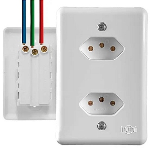Conjunto de 2 Tomadas 3 Pinos (2P+T) 250V Monobloco, Stylus - ILUMI