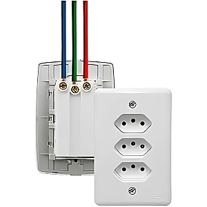 Conjunto de 3 Tomadas 2P+T 10-20A 250V Monobloco, Stylus- ILUMI