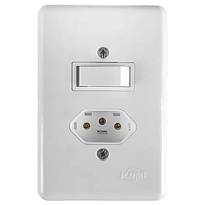 Conjunto Interruptor Simples 6A com Tomada 2P+T 10-20A 250V Stylus- ILUMI