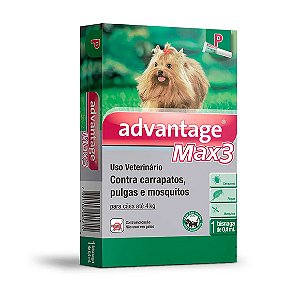 Antipulgas e Carrapatos Advantage Max3 0,4ml para Cães até 4kg