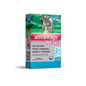 Antipulgas e Carrapatos Advantage Max3 1,0ml para Cães entre 4 e 10kg