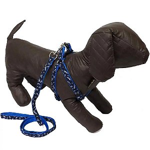 Peitoral com Guia Estampada São Pet Azul Nº 02