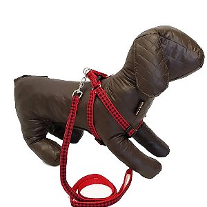 Peitoral com Guia Estampada São Pet Vermelho Nº 02