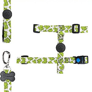Kit H Para Cachorro Turma da Mônica 05 - Peitoral + Guia M