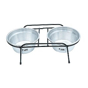 Comedouro Aramado Duplo NF Pet Alumínio 1,2 L