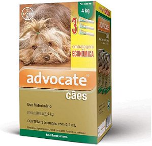 Antipulgas e Vermicida Advocate Combo para Cães de até 4 Kg (0,4 ml)