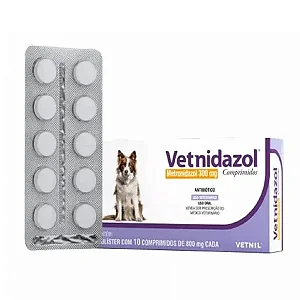 Antimicrobiano Vetnidazol 300mg 10 comprimidos para Cães