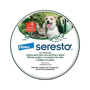 Coleira Antipulgas e Carrapatos Seresto para Cães e Gatos até 8 Kg Elanco