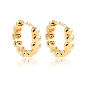BRINCO ARGOLA CLICK MEDIA BOLINHAS FOLHEADA A OURO
