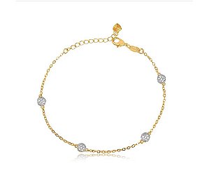 PULSEIRA PONTOS DE LUZ COM PEDRAS DE ZIRCONIA FOLHEADA A OURO