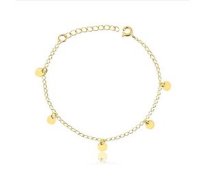 PULSEIRA COM PINGENTES REDONDOS FOLHEADA A OURO