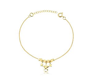 PULSEIRA TRÊS ESTRELAS FOLHEADA A OURO