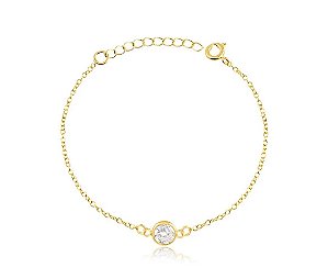 PULSEIRA PONTO DE LUZ COM PEDRA DE ZIRCÔNIA FOLHEADA A OURO