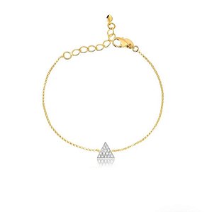 PULSEIRA TRIANGULO PEQUENO COM PEDRAS DE ZIRCÔNIAS FOLHEADA A OURO