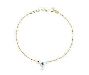 TORNOZELEIRA MALHA VENEZIANA COM OLHO GREGO FOLHEADA A OURO