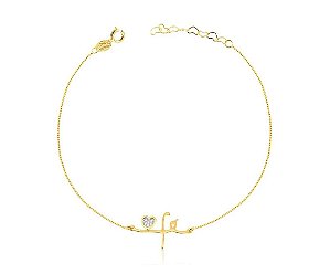 TORNOZELEIRA FÉ FOLHEADA A OURO