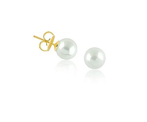 BRINCO PÉROLA SHEL 10MM FOLHEADO A OURO