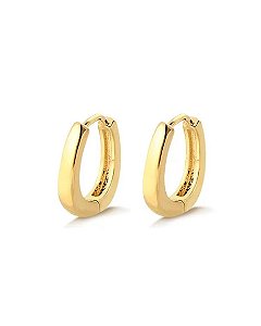 BRINCO ARGOLA CLICK OVAL LISA GRANDE FOLHEADO A OURO