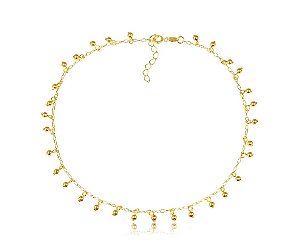 GARGANTILHA CHOKER COM BOLINHAS PENDURADAS FOLHEADO A OURO
