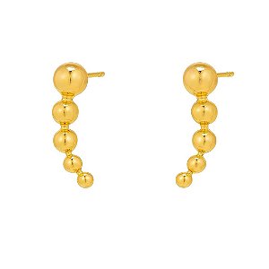 BRINCO DE BOLINHAS NO ESTILO EAR CUFF FOLHEADO A OURO