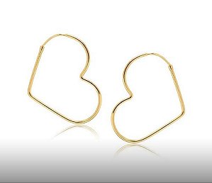 BRINCO ARGOLA CORAÇÃO FOLHEADO A OURO