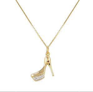 PINGENTE FOLHEADO A OURO COM PEDRAS DE ZIRCÔNIA