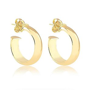 BRINCO MEIA  ARGOLA 2,5CM LARGA FOLHEADA A OURO