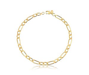 PULSEIRA 2X1 ELOS 22CM MASCULINA FOLHEADA A OURO