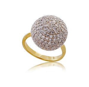 ANEL FOLHEADO A OURO COM 106 PEDRAS DE ZIRCÔNIA DE 1,50MM