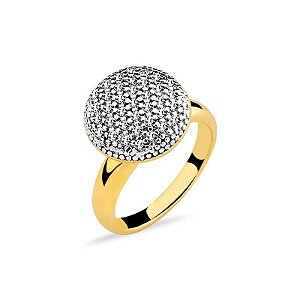 ANEL CHUVEIRO GRANDE COM PEDRAS DE ZIRCÔNIA FOLHEADO A OURO