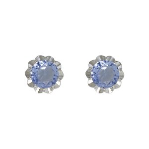 BRINCO PONTO DE LUZ AZUL SERENITY BASE FLOR FOLHEADO A RÓDIO BRANCO