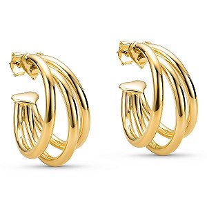 BRINCO ARGOLA TRIPLA FOLHEADO A OURO