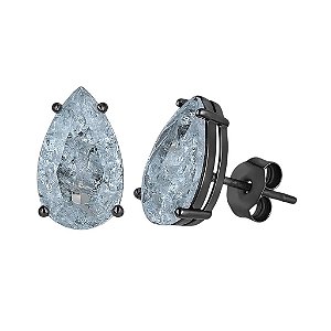 BRINCO GOTA ZiRCÔNIA BRANCO FUSION FOLHEADO A RÔDIO NEGRO