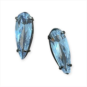 BRINCO GOTA ZiRCÔNIA CRISTAL FOLHEADO A RÔDIO NEGRO