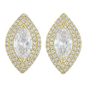 BRINCO GOTINHA ZIRCÔNIA CRISTAL TODA CRAVEJADA FOLHEADO A OURO